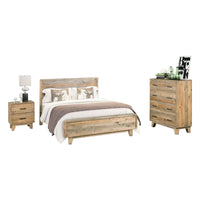 4 Pieces Bedroom Suite Double Size in Solid Wood Antique Design Light Brown Bed, Bedside Table & Tallboy Furniture Kings Warehouse 