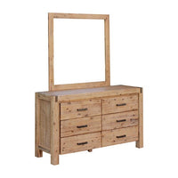 4 Pieces Bedroom Suite in Solid Wood Veneered Acacia Construction Timber Slat Double Size Oak Colour Bed, Bedside Table & Dresser Furniture Kings Warehouse 