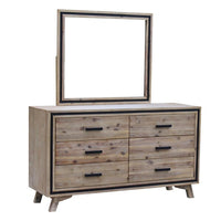 4 Pieces Bedroom Suite King Size Silver Brush in Acacia Wood Construction Bed, Bedside Table & Dresser Furniture Kings Warehouse 