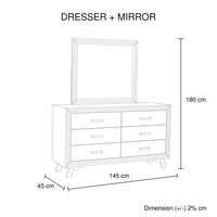 4 Pieces Bedroom Suite King Size Silver Brush in Acacia Wood Construction Bed, Bedside Table & Dresser Furniture Kings Warehouse 