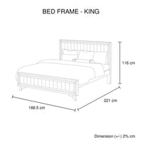 4 Pieces Bedroom Suite King Size Silver Brush in Acacia Wood Construction Bed, Bedside Table & Dresser Furniture Kings Warehouse 