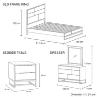 4 Pieces Bedroom Suite made in Solid Wood Acacia Veneered King Size Oak Colour Bed, Bedside Table & Dresser Furniture Kings Warehouse 