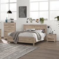 4 Pieces Bedroom Suite Natural Wood Like MDF Structure Double Size Oak Colour Bed, Bedside Table & Tallboy Furniture Kings Warehouse 