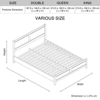 4 Pieces Bedroom Suite Natural Wood Like MDF Structure Double Size Oak Colour Bed, Bedside Table & Tallboy Furniture Kings Warehouse 