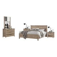 4 Pieces Bedroom Suite Natural Wood Like MDF Structure King Size Oak Colour Bed, Bedside Table & Dresser Furniture Kings Warehouse 