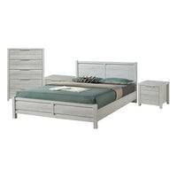 4 Pieces Bedroom Suite Natural Wood Like MDF Structure Queen Size White Ash Colour Bed, Bedside Table & Tallboy Furniture Kings Warehouse 