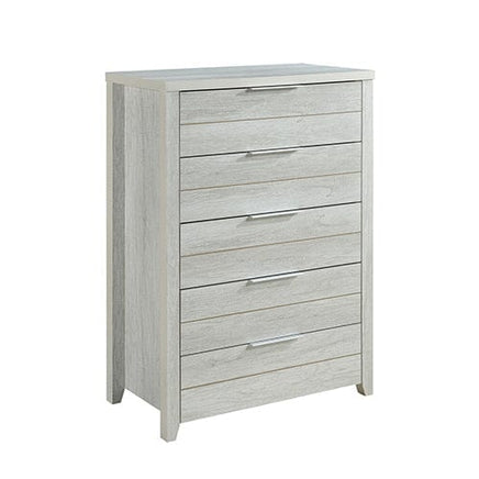 4 Pieces Bedroom Suite Natural Wood Like MDF Structure Queen Size White Ash Colour Bed, Bedside Table & Tallboy Furniture Kings Warehouse 
