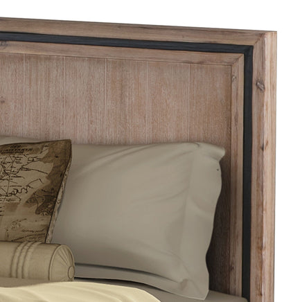 4 Pieces Bedroom Suite Queen Size Silver Brush in Acacia Wood Construction Bed, Bedside Table & Dresser Furniture Kings Warehouse 
