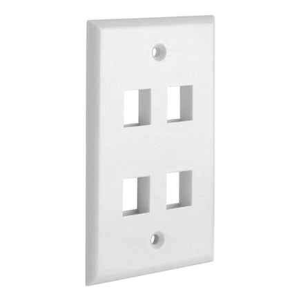 4 Port QuickPort outlet Wall Plate face plate, four Gang White Kings Warehouse 