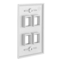 4 Port QuickPort outlet Wall Plate face plate, four Gang White Kings Warehouse 