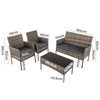 4 Seater Wicker Outdoor Lounge Set &#8211; Mixed Grey Furniture Kings Warehouse 