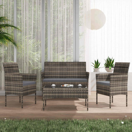 4 Seater Wicker Outdoor Lounge Set &#8211; Mixed Grey Furniture Kings Warehouse 