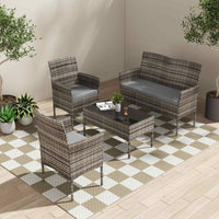 4 Seater Wicker Outdoor Lounge Set &#8211; Mixed Grey Furniture Kings Warehouse 