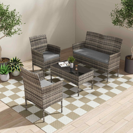 4 Seater Wicker Outdoor Lounge Set &#8211; Mixed Grey Furniture Kings Warehouse 