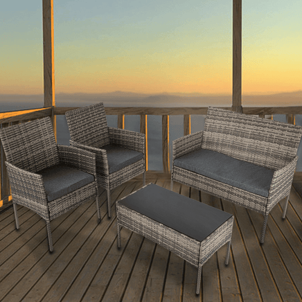 4 Seater Wicker Outdoor Lounge Set &#8211; Mixed Grey March Mayhem Kings Warehouse 