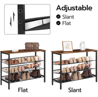 4-Tier Shoe Rack, Industrial Shoe Organizer Storage Bench Furniture Kings Warehouse 