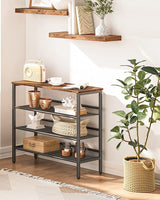 4-Tier Shoe Rack, Industrial Shoe Organizer Storage Bench Furniture Kings Warehouse 
