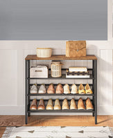 4-Tier Shoe Rack, Industrial Shoe Organizer Storage Bench Furniture Kings Warehouse 