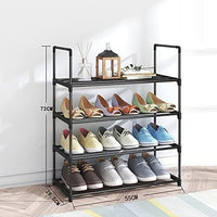 4-Tier Stainless Steel Shoe Rack Storage Organizer to Hold up to 15 Pairs of Shoes (55cm, Black) Furniture Kings Warehouse 