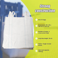 4 x 1 tonne FIBC Polypropylene UV Rated Builder / Bulk / Landscape Bags Home & Garden KingsWarehouse 