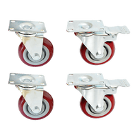 4 x 4" Heavy Duty PU Swivel Castor Wheels With Brake Tools Kings Warehouse 