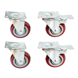 4 x 4" Heavy Duty PU Swivel Castor Wheels With Brake Tools Kings Warehouse 