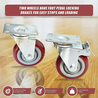 4 x 4" Heavy Duty PU Swivel Castor Wheels With Brake Tools Kings Warehouse 
