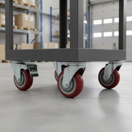 4 x 4" Heavy Duty PU Swivel Castor Wheels With Brake Tools Kings Warehouse 