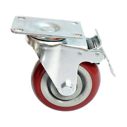4 x 4" Heavy Duty PU Swivel Castor Wheels With Brake Tools Kings Warehouse 