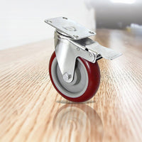 4 X 5" Heavy Duty 400kg Swivel Castor Wheels Trolley Furniture Caster All Brake Tools Kings Warehouse 