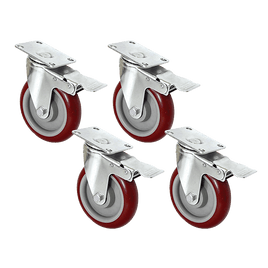 4 X 5" Heavy Duty 400kg Swivel Castor Wheels Trolley Furniture Caster All Brake Tools Kings Warehouse