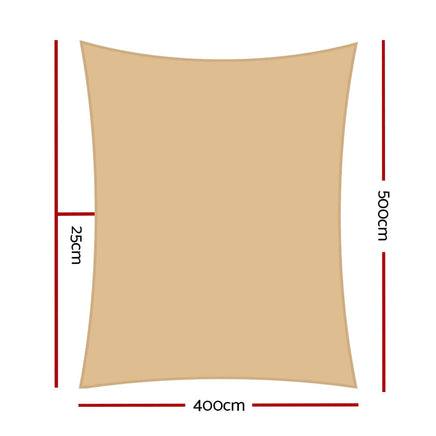 4 x 5m Waterproof Rectangle Shade Sail Cloth - Sand Beige End of Season Clearance Kings Warehouse 