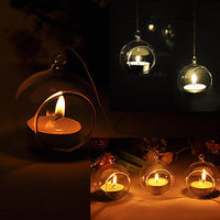 4 x Hanging Clear Glass Ball Tealight Candle Holder - 10cm Diameter / High - Wedding Globe Decoration Terrarium Succulent Plant Mini Garden Holder Decor Craft Gift Kings Warehouse 