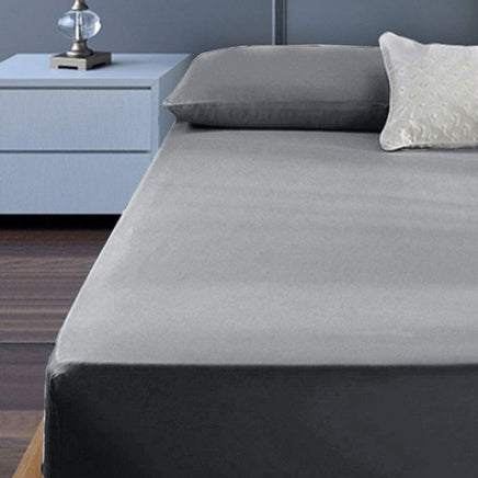 400TC Cotton Percale King Single Combo Set 50cm Wall Grey Home & Garden Kings Warehouse 