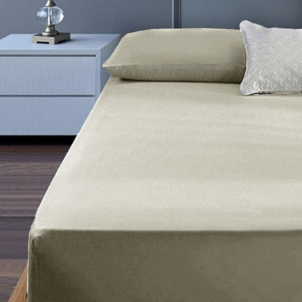 400TC Cotton Percale King Single Combo Set 50cm Wall Taupe Home & Garden Kings Warehouse 