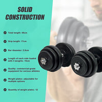 40KG Dumbbell Adjustable Weight Set Sports & Fitness Kings Warehouse 