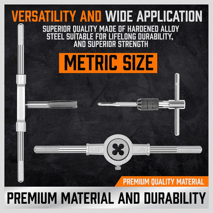40Pc Tap And Die Set Metric Szie Screw Screwdriver Thread Drill W/t Pitch Gauge Tools Kings Warehouse 