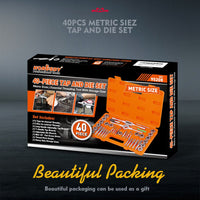 40Pc Tap And Die Set Metric Szie Screw Screwdriver Thread Drill W/t Pitch Gauge Tools Kings Warehouse 