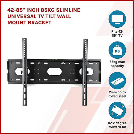42-85" Inch 85kg Slimline Universal TV Tilt Wall Mount Bracket Audio & Video Kings Warehouse 