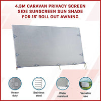 4.3m Caravan Privacy Screen Side Sunscreen Sun Shade for 15' Roll Out Awning Home & Garden Kings Warehouse 