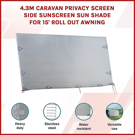 4.3m Caravan Privacy Screen Side Sunscreen Sun Shade for 15' Roll Out Awning Home & Garden Kings Warehouse 