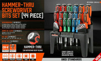 44-Piece Impact Screwdriver Set with Magnetic Bits, High Torque Hex Keys and Rack with Color Grip Tools Kings Warehouse 