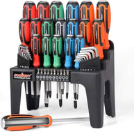 44-Piece Impact Screwdriver Set with Magnetic Bits, High Torque Hex Keys and Rack with Color Grip Tools Kings Warehouse 