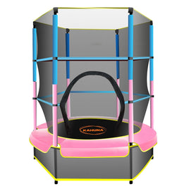 4.5ft Trampoline Round Free Safety Net Spring Pad Cover Mat Outdoor - Blue Pink Kings Warehouse 