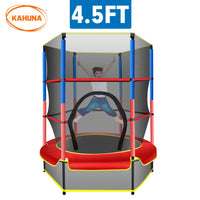 4.5ft Trampoline Round Free Safety Net Spring Pad Cover Mat Outdoor Red Sports & Fitness Kings Warehouse 