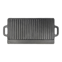 46x22 cm Cast Iron Reversible Griddle Plate BBQ Hob Cooking Grill Pan Kings Warehouse 