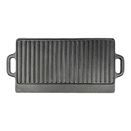 46x22 cm Cast Iron Reversible Griddle Plate BBQ Hob Cooking Grill Pan Kings Warehouse 