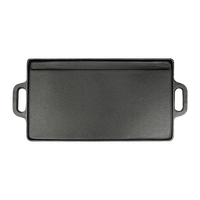 46x22 cm Cast Iron Reversible Griddle Plate BBQ Hob Cooking Grill Pan Kings Warehouse 