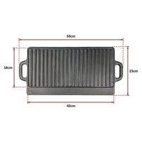 46x22 cm Cast Iron Reversible Griddle Plate BBQ Hob Cooking Grill Pan Kings Warehouse 