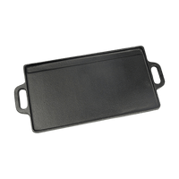 46x22 cm Cast Iron Reversible Griddle Plate BBQ Hob Cooking Grill Pan Kings Warehouse 